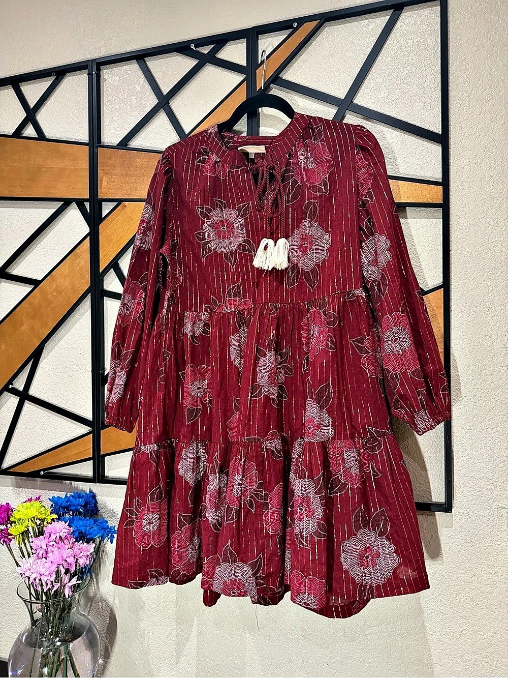 Floral Mini Dress in Red & Pink